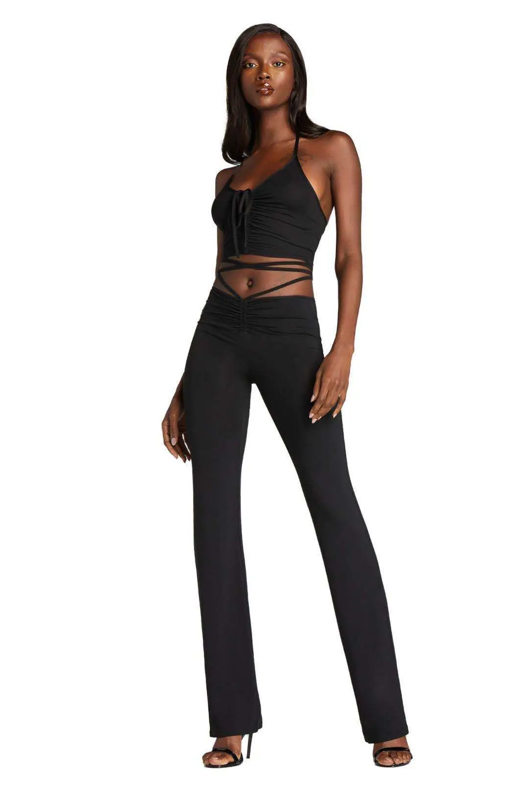 New European American High Waist Slim Fit Strap Trousers Women — feature 33