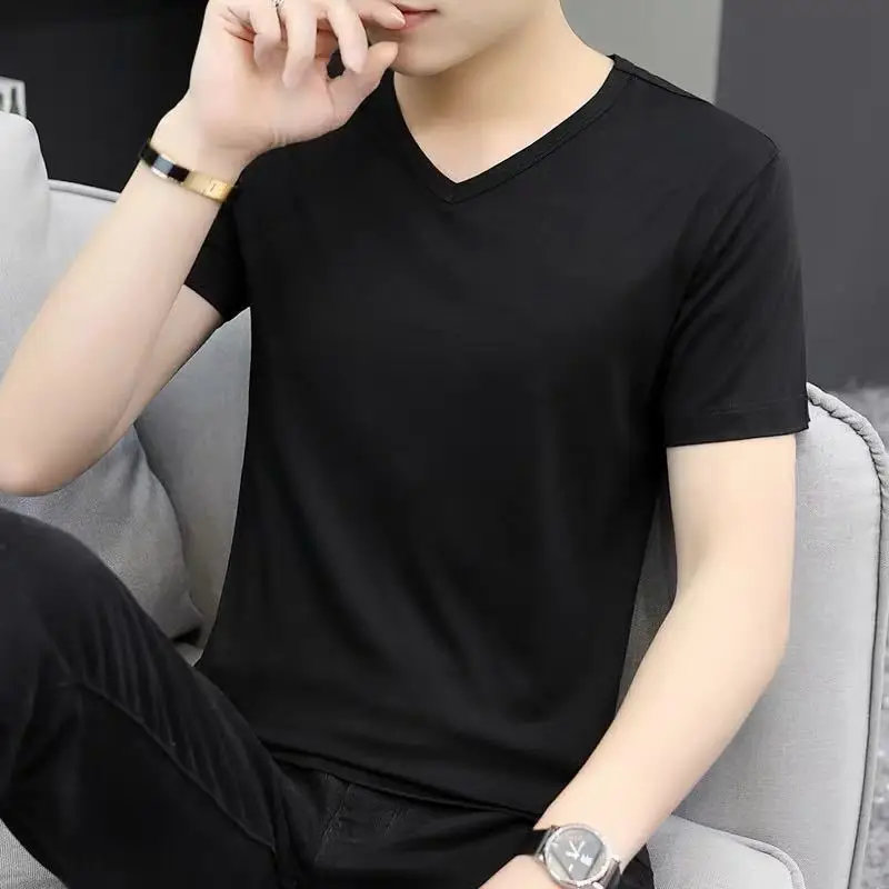 Men's Navy V-Neck T-Shirt Modal Slim Fit