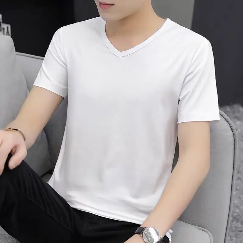 Men's Navy V-Neck T-Shirt Modal Slim Fit