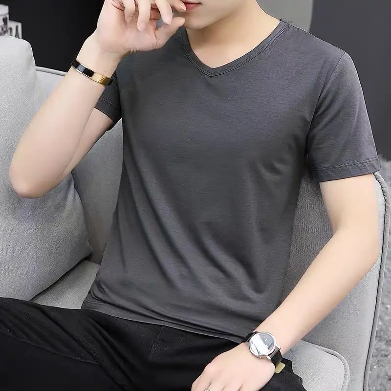 Men's Navy V-Neck T-Shirt Modal Slim Fit