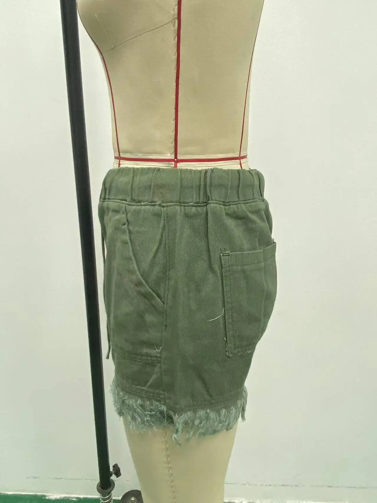 Women Denim Shorts High Waist Elastic Waist Lazy Style — feature 12