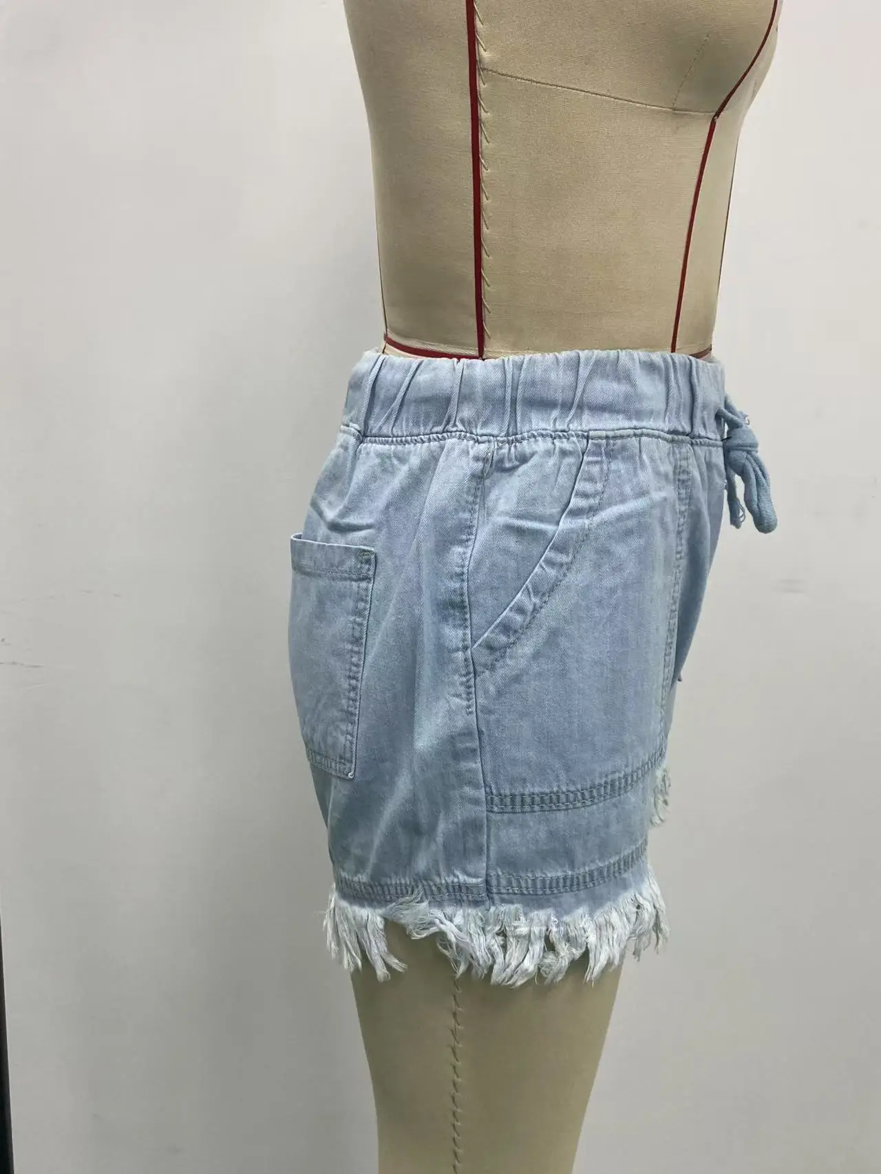 Women Denim Shorts High Waist Elastic Waist Lazy Style — feature 16