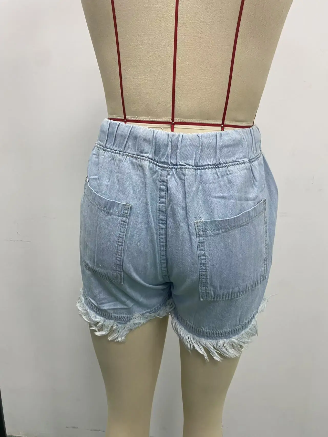 Women Denim Shorts High Waist Elastic Waist Lazy Style — feature 17