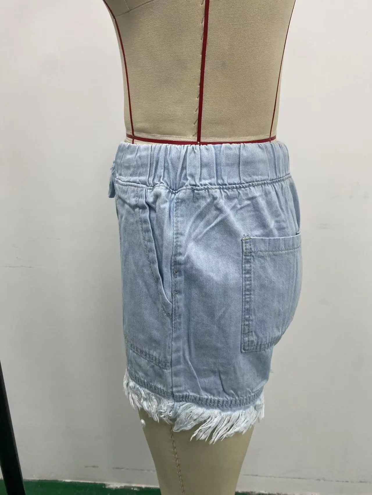 Women Denim Shorts High Waist Elastic Waist Lazy Style — feature 18