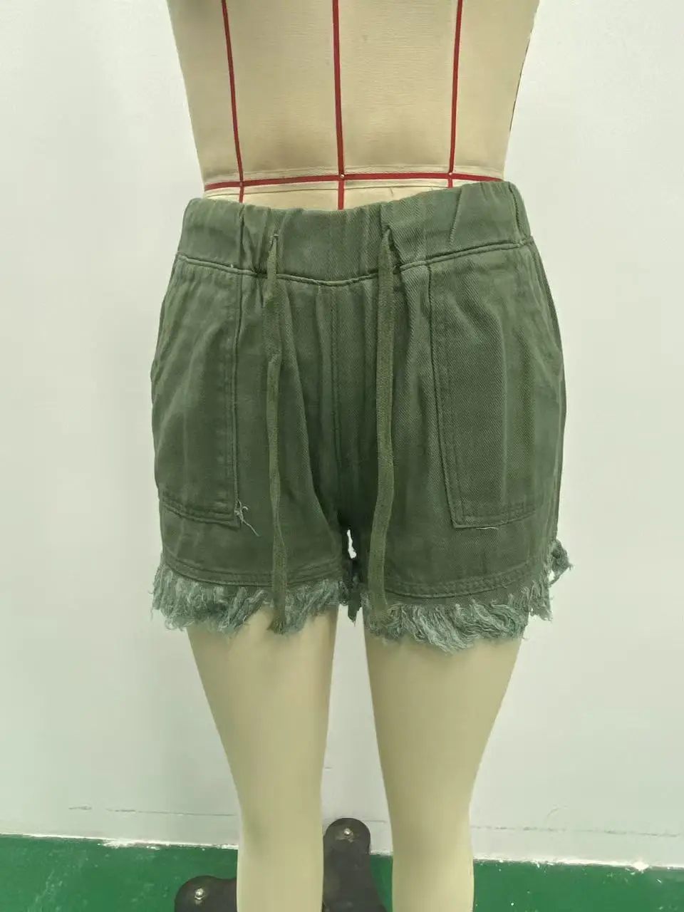 Women Denim Shorts High Waist Elastic Waist Lazy Style — feature 9