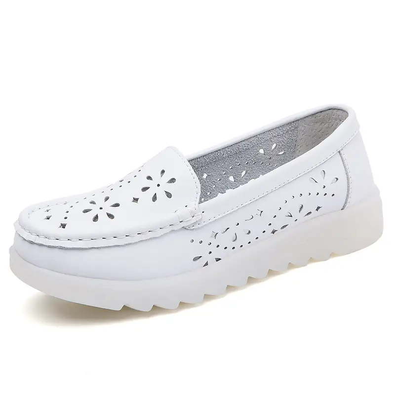 in stock nurse shoes women's soft bottom hollow breathable white non-slip spring and summer new flat bottom hospital work shoes cross-border - Image 6