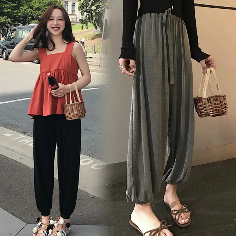 Pregnant Women Grey Modal Draping Pants - Image 2