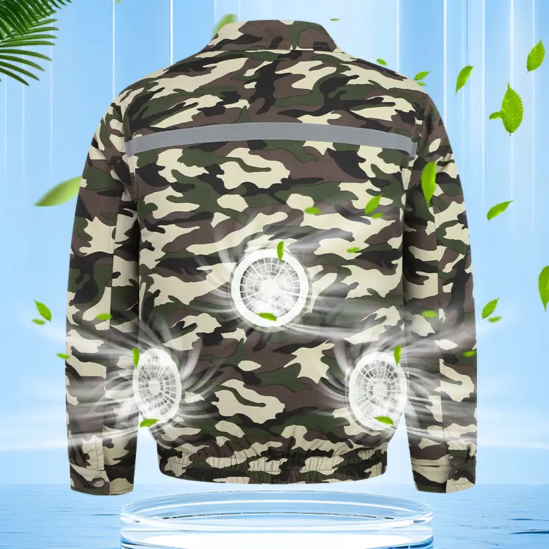 Men Cooling Fan Shirt Grey Short Sleeve - Image 16