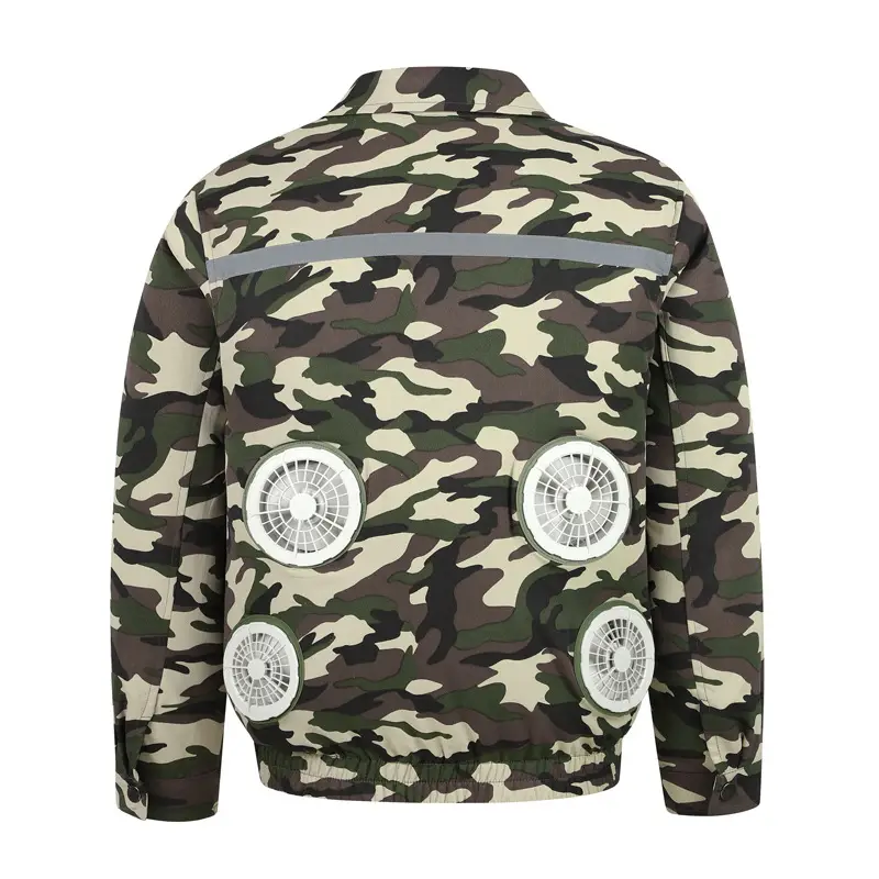 Men Cooling Fan Shirt Grey Short Sleeve - Image 11