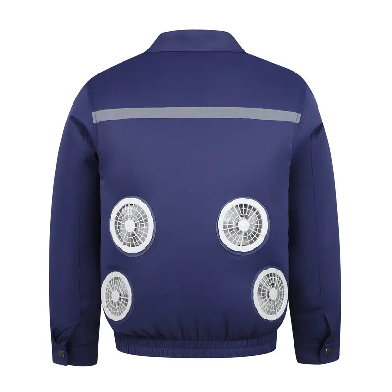 Men Cooling Fan Shirt Grey Short Sleeve - Image 12