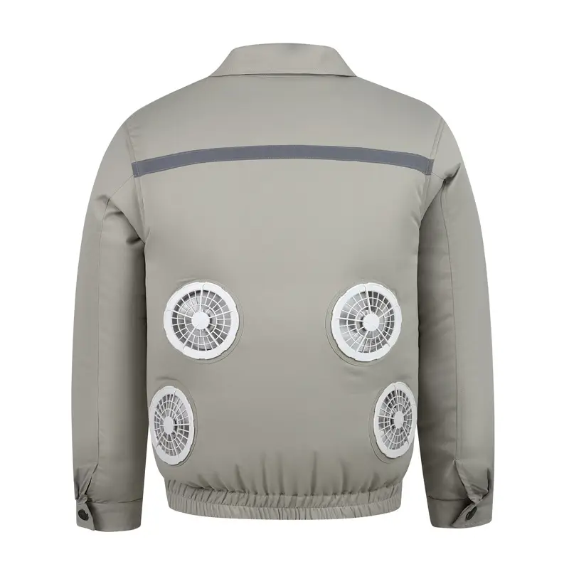 Men Cooling Fan Shirt Grey Short Sleeve - Image 13