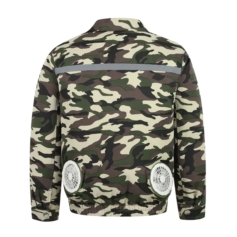 Men Cooling Fan Shirt Grey Short Sleeve - Image 3