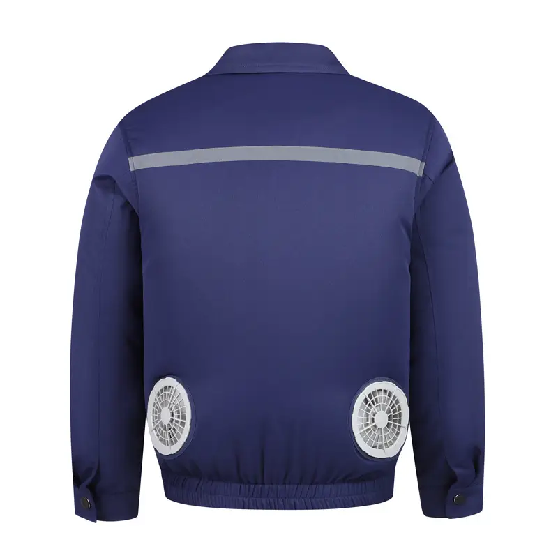 Men Cooling Fan Shirt Grey Short Sleeve - Image 4
