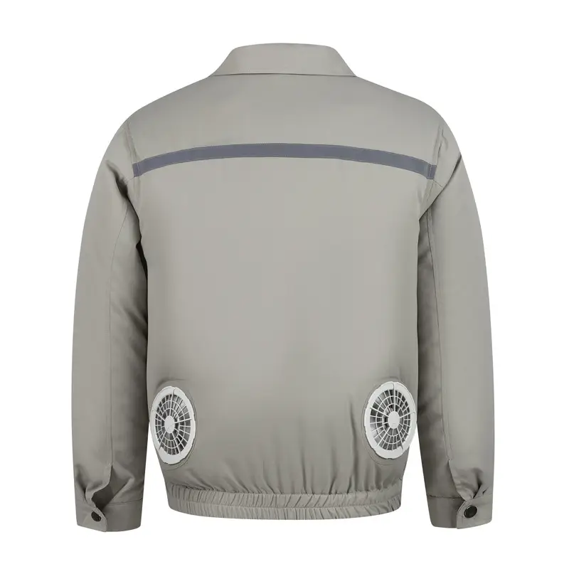 Men Cooling Fan Shirt Grey Short Sleeve - Image 5