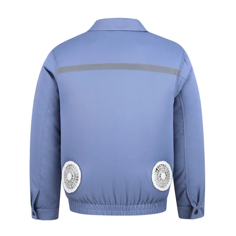 Men Cooling Fan Shirt Grey Short Sleeve - Image 7