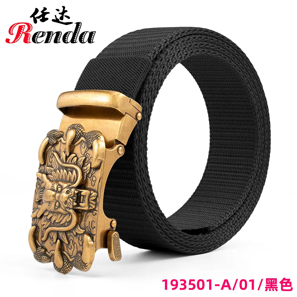 Men's Automatic Buckle Belt with Chinese Zodiac Design