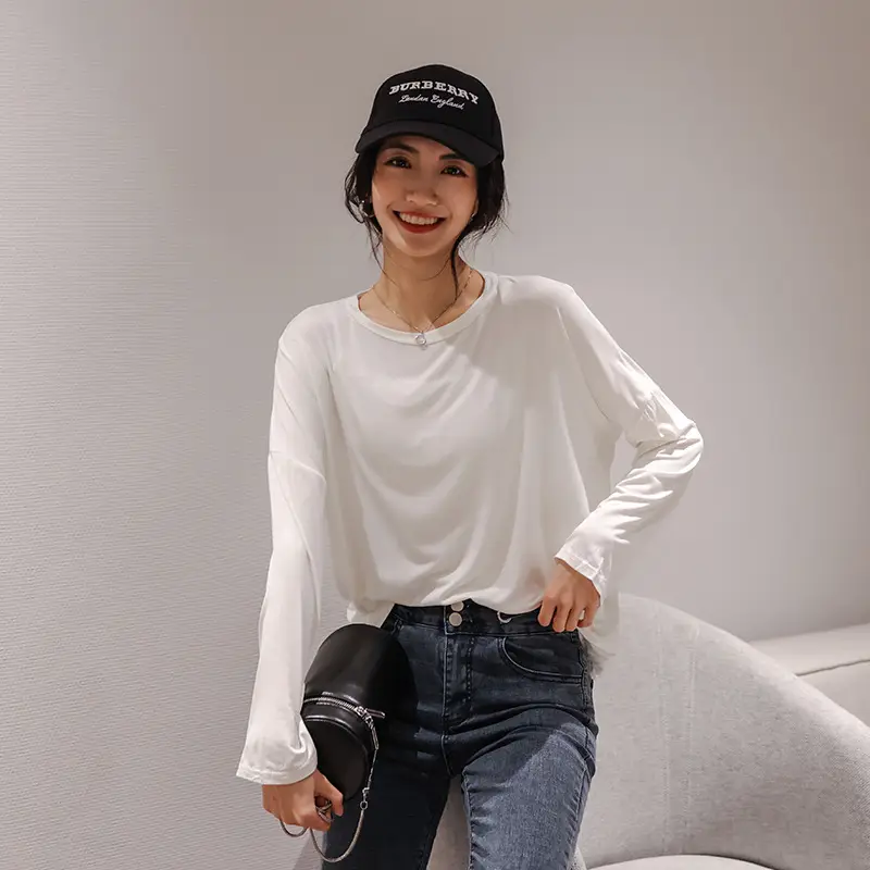 Women's Red Long Sleeve T-Shirt Spring Autumn Korean Style - Image 2
