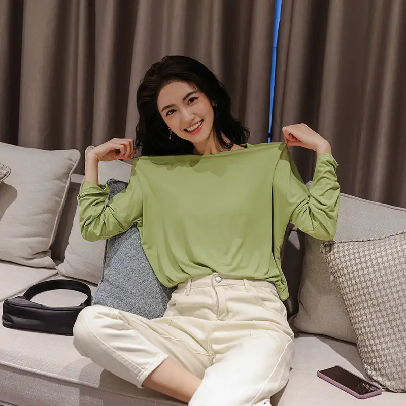 Women's Red Long Sleeve T-Shirt Spring Autumn Korean Style - Image 3