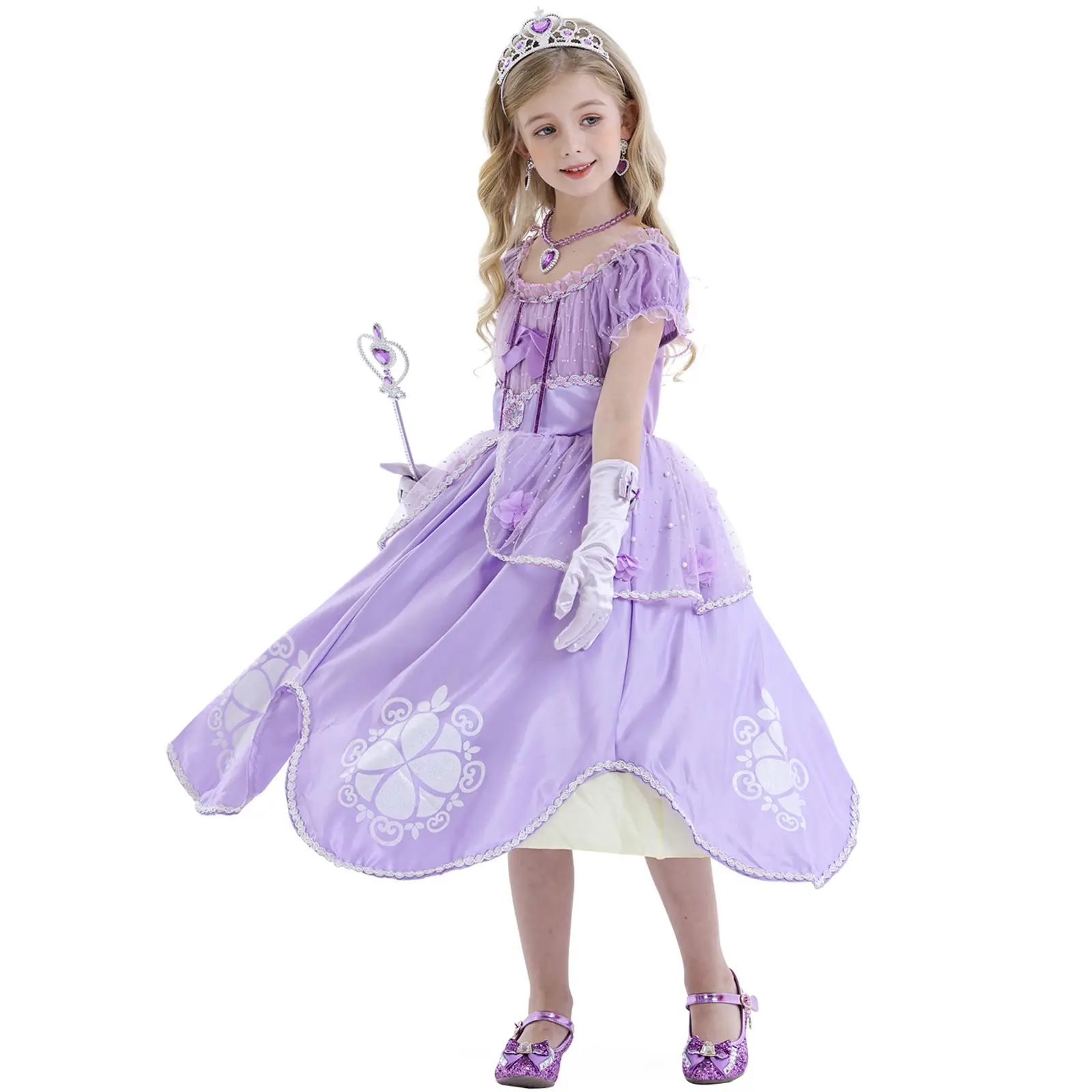 Sophia Princess Purple Flower Tutu Skirt Dress for Girls - Image 3
