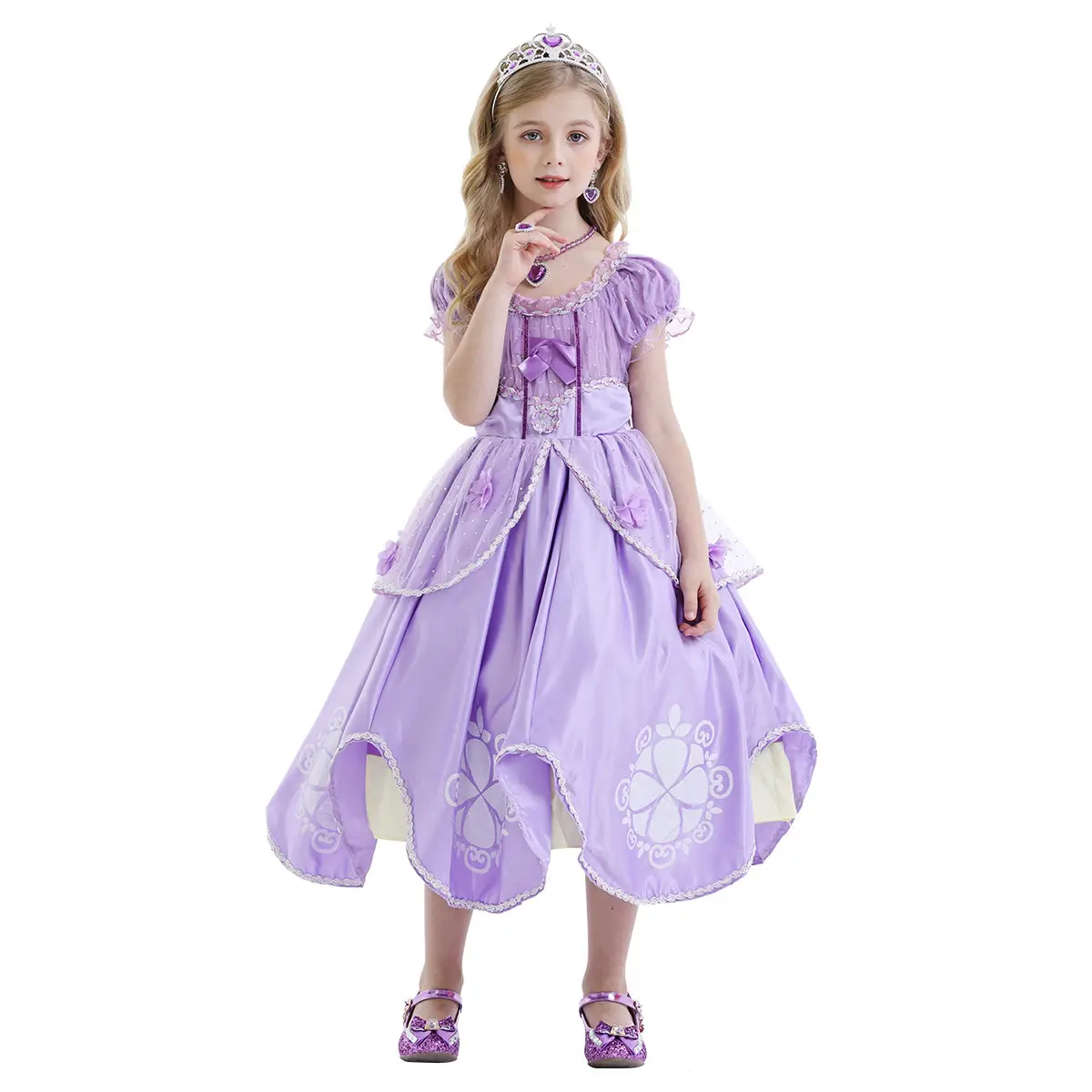 Sophia Princess Purple Flower Tutu Skirt Dress for Girls - Image 4