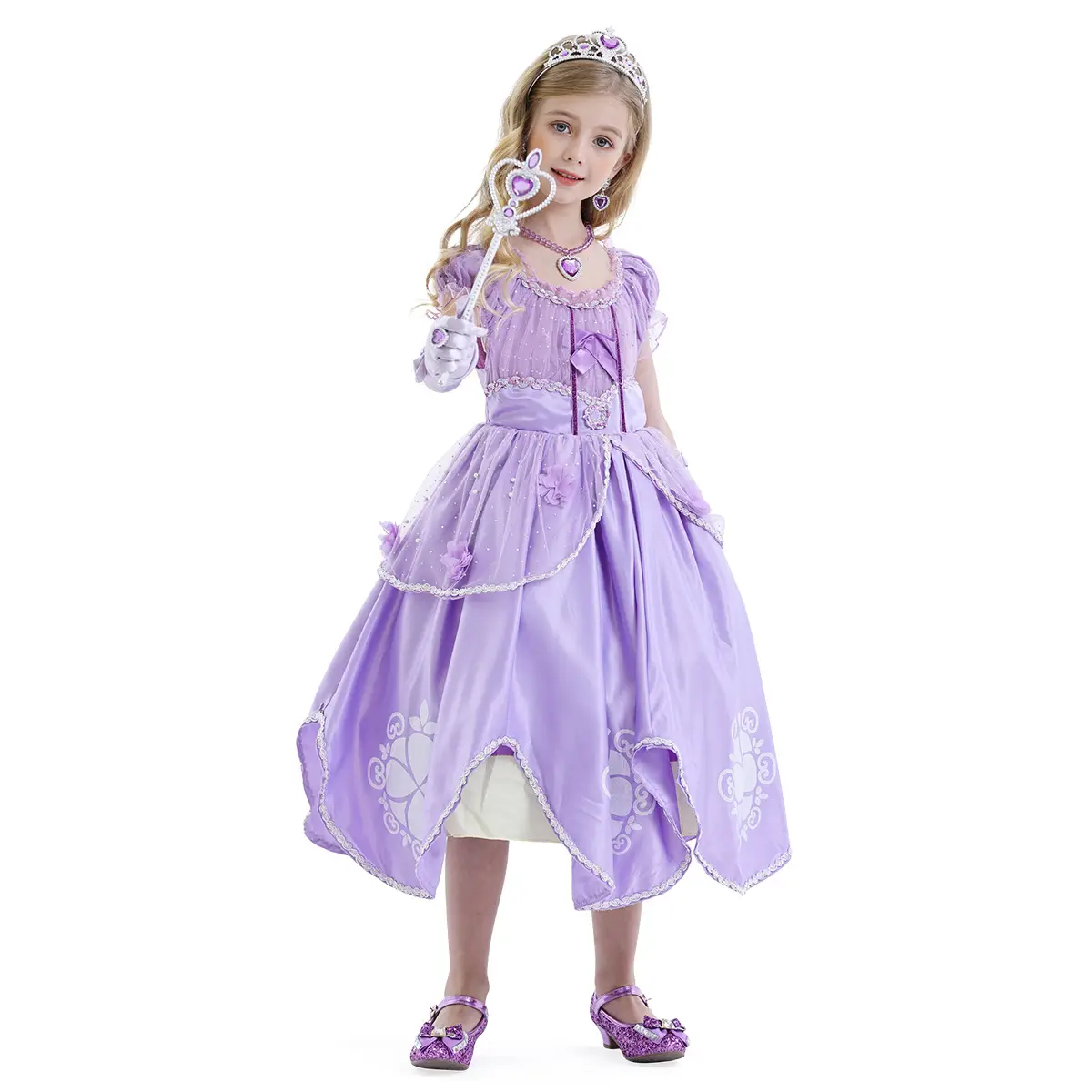 Sophia Princess Purple Flower Tutu Skirt Dress for Girls - Image 5