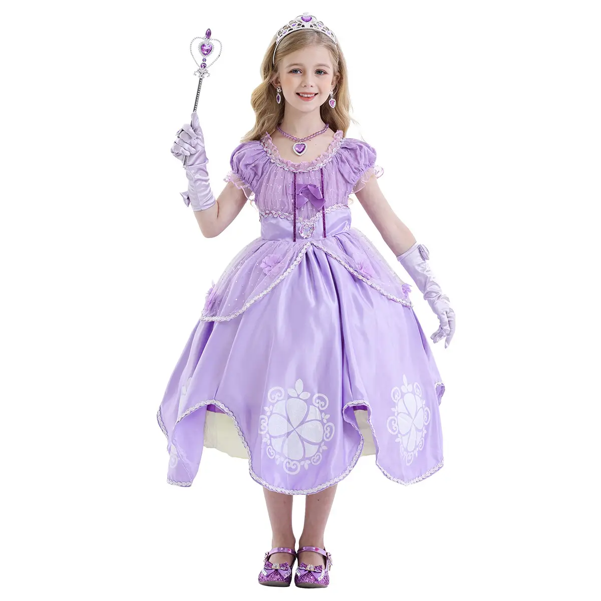 Sophia Princess Purple Flower Tutu Skirt Dress for Girls - Image 6
