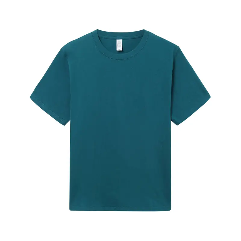 Men Pure Cotton Teal Crewneck T-Shirt New Heavy Loose - Image 13