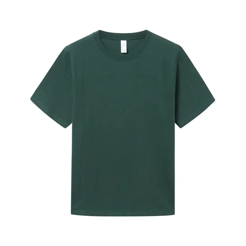 Men Pure Cotton Teal Crewneck T-Shirt New Heavy Loose - Image 4