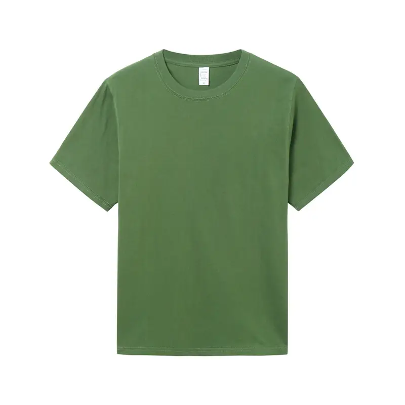Men Pure Cotton Teal Crewneck T-Shirt New Heavy Loose - Image 8