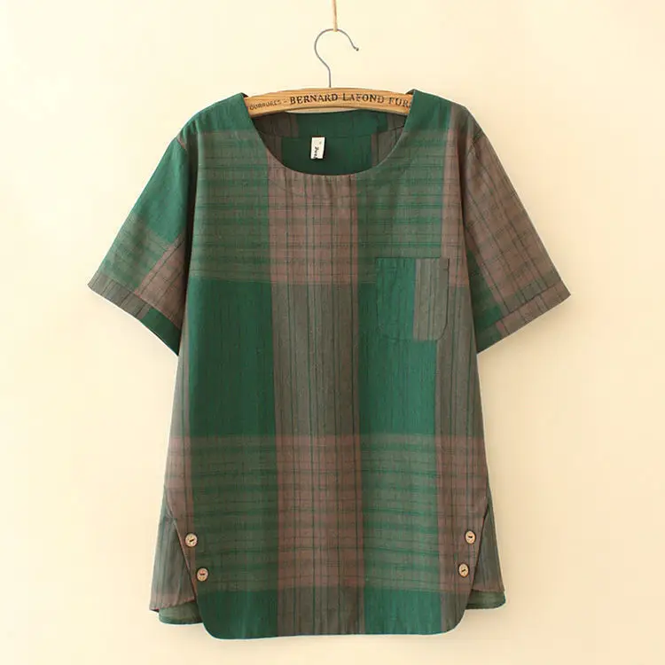 Women Plaid Summer Pajama Set Large Size — feature 6