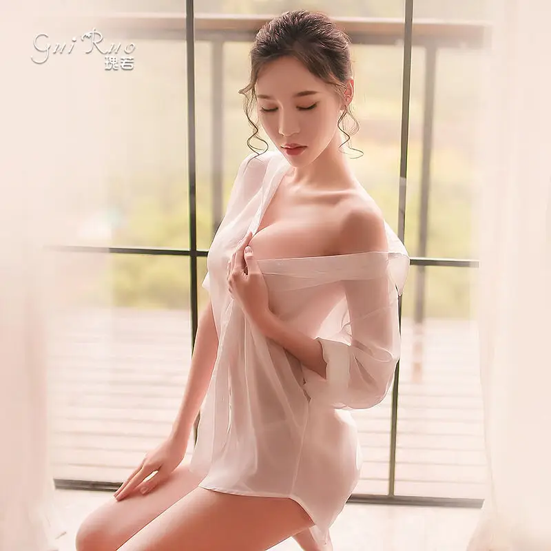 Women's Black Chiffon Pajamas Mid-Length Korean Style - Image 3