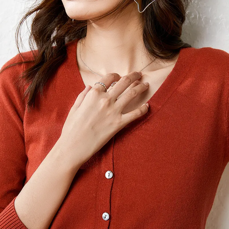 Women Red Knitted Cardigan 2024 Winter Sweater Small - Image 12