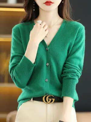 Women Red Knitted Cardigan 2024 Winter Sweater Small - Image 18