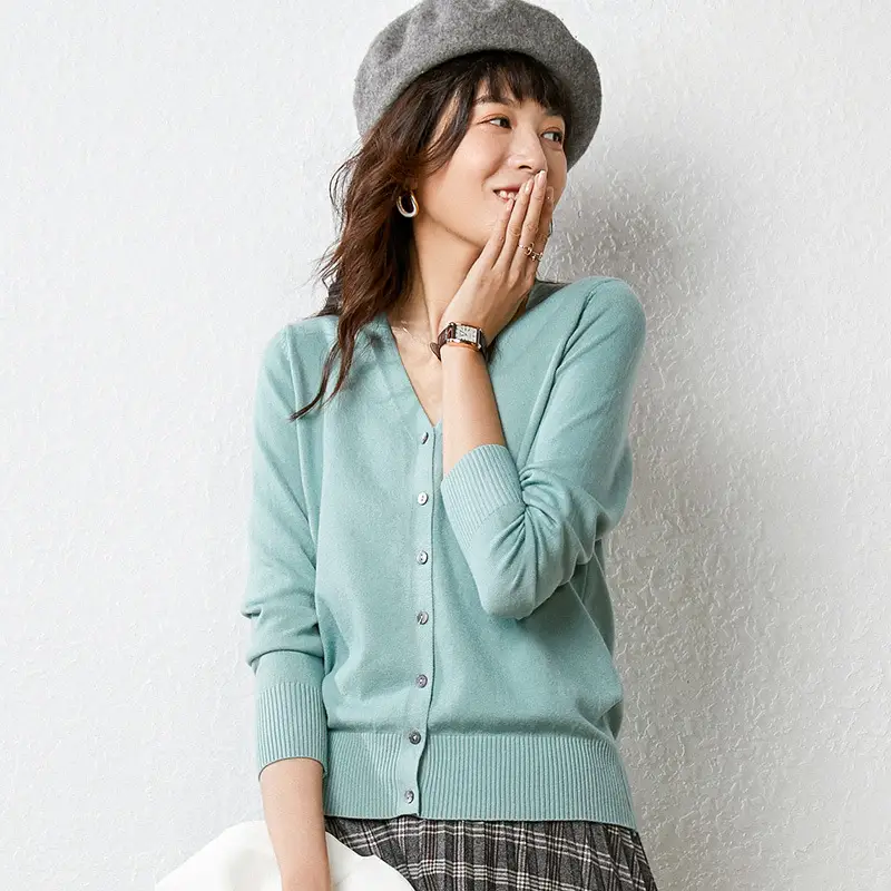 Women Red Knitted Cardigan 2024 Winter Sweater Small - Image 6