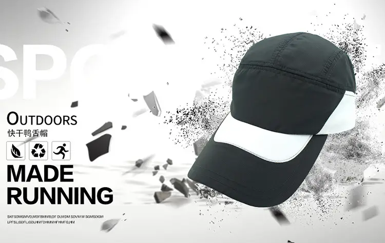 Men's Grey White Baseball Cap with Extended Brim — feature 8