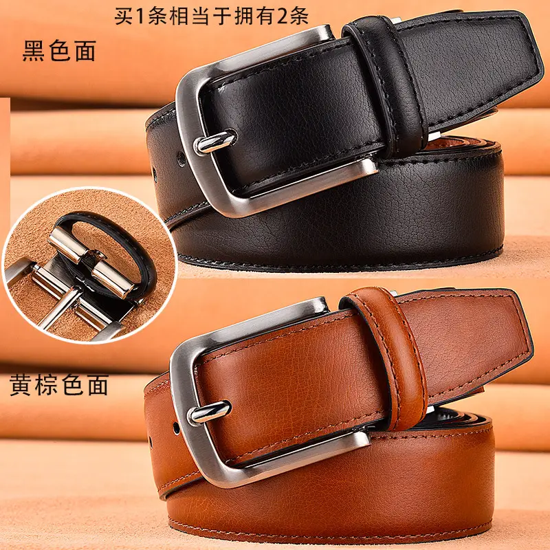 Men's 2026 Pin Buckle Leather Belt Black - Image 3