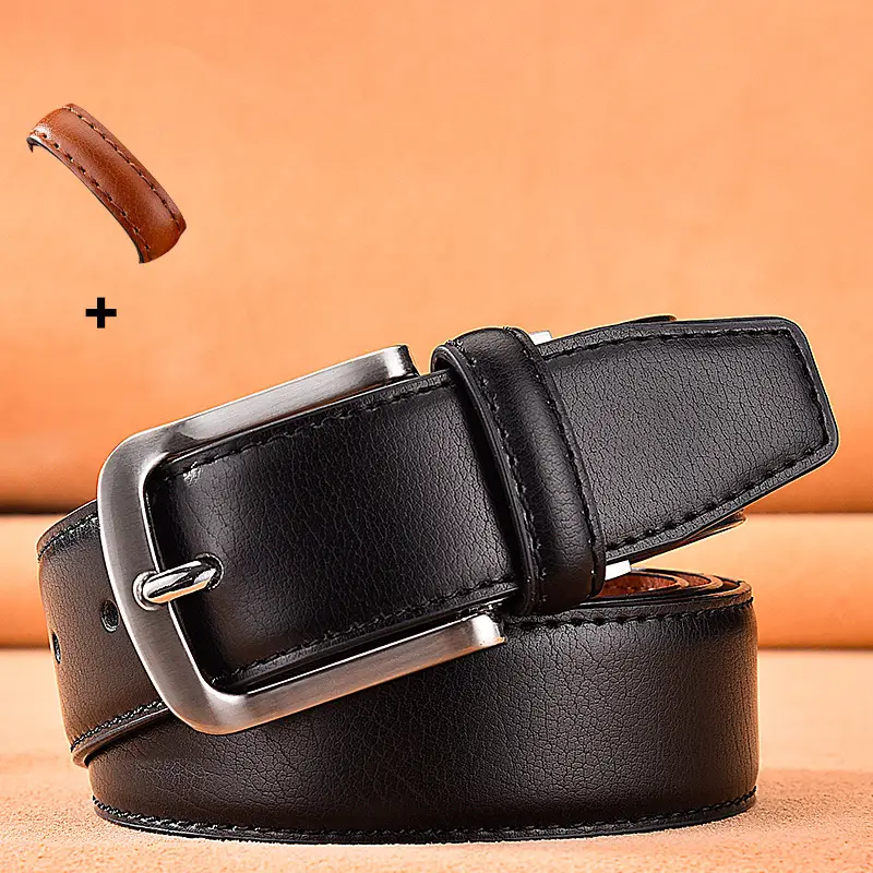 Men's 2026 Pin Buckle Leather Belt Black