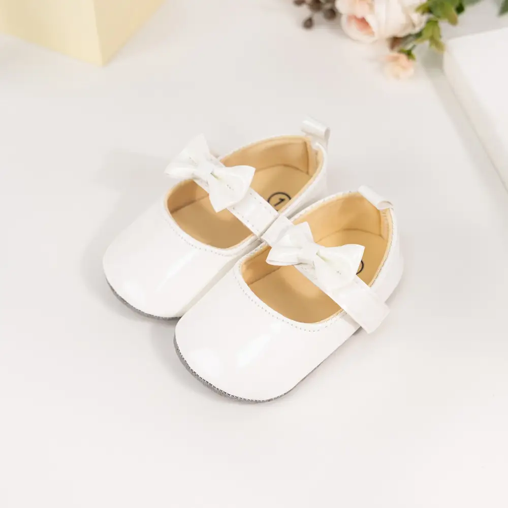 White Bow Soft Sole Toddler Shoes — feature 7