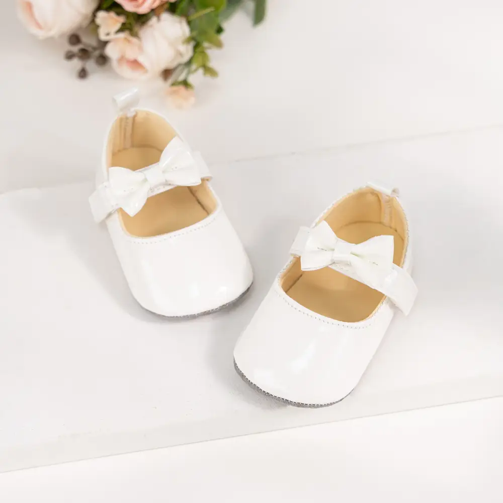 White Bow Soft Sole Toddler Shoes — feature 8