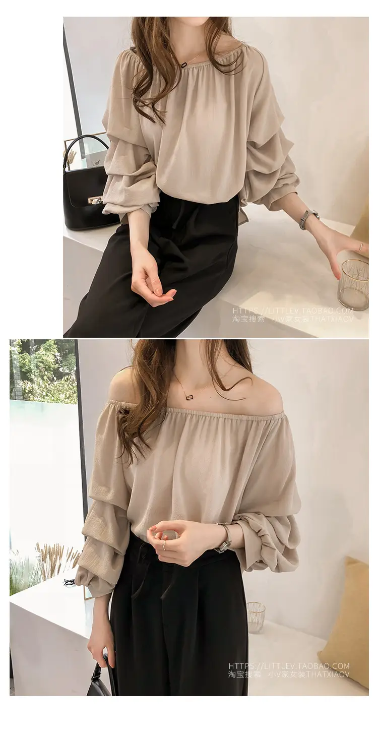 2025 Korean Style Off-Shoulder Chiffon Shirt for Women — feature 10