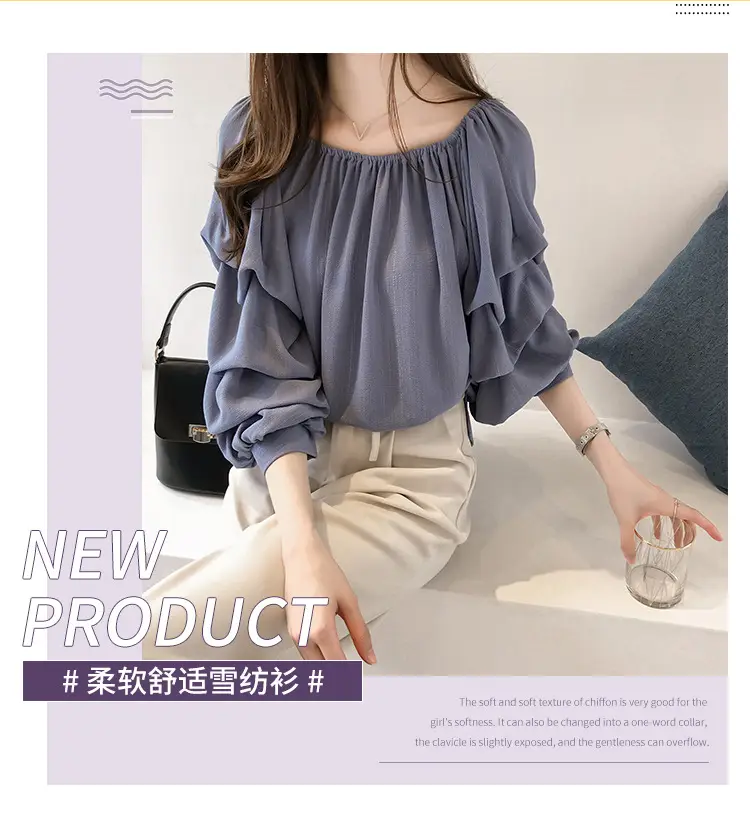 2025 Korean Style Off-Shoulder Chiffon Shirt for Women — feature 2