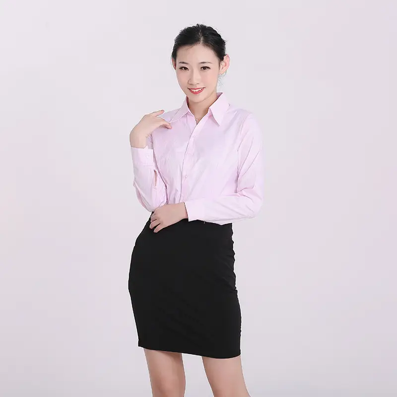 Women's White Vertical Stripe Shirt Long Sleeve Slim Fit Large - Image 2