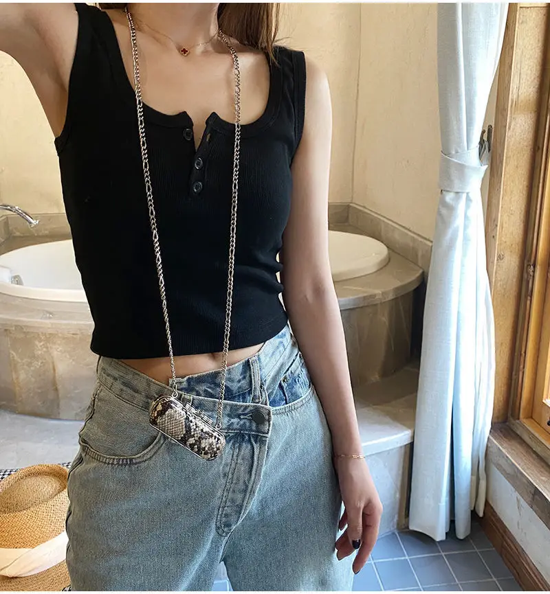 Black Sleeveless Knitted Top for Women Spring Summer — feature 12