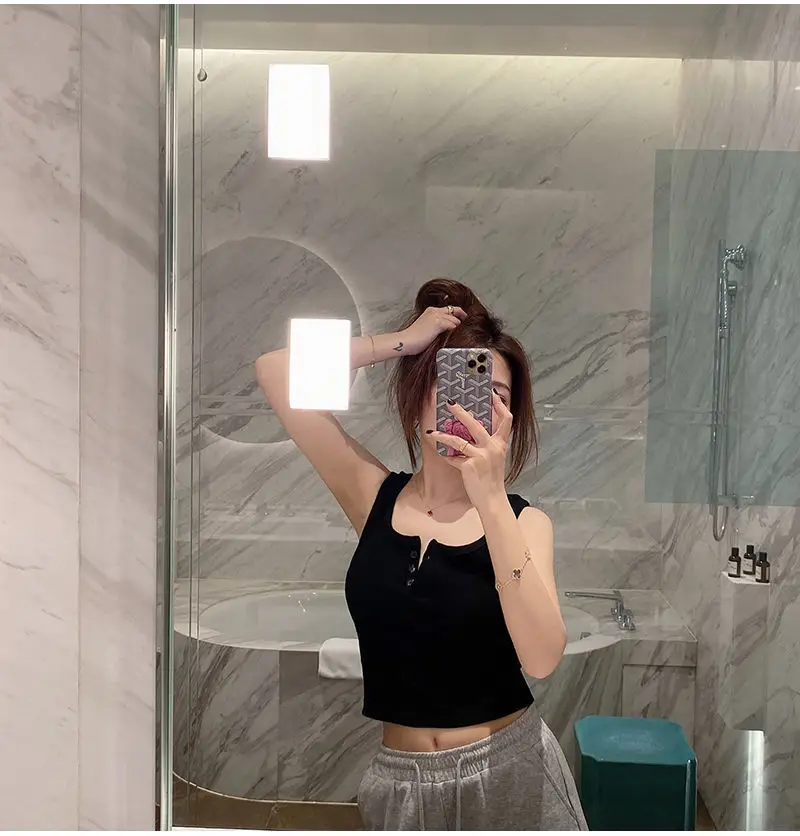 Black Sleeveless Knitted Top for Women Spring Summer — feature 14