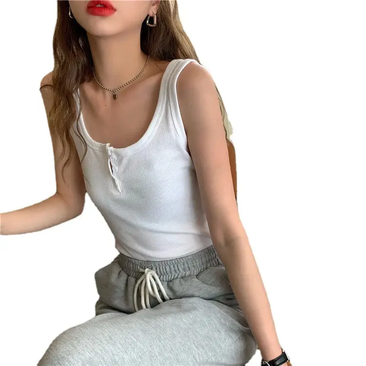 Women Black Button Front Camisole 2021 Summer - Image 8