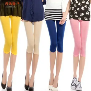 2023 Women's Pink Cropped Ice Silk Leggings Large - Image 16