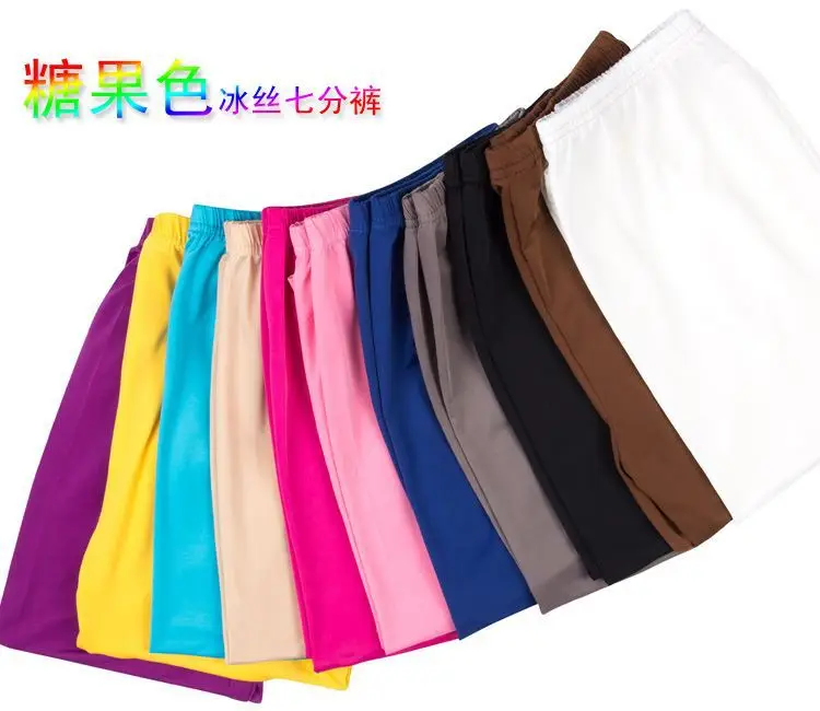 2023 Women's Pink Cropped Ice Silk Leggings Large — feature 12