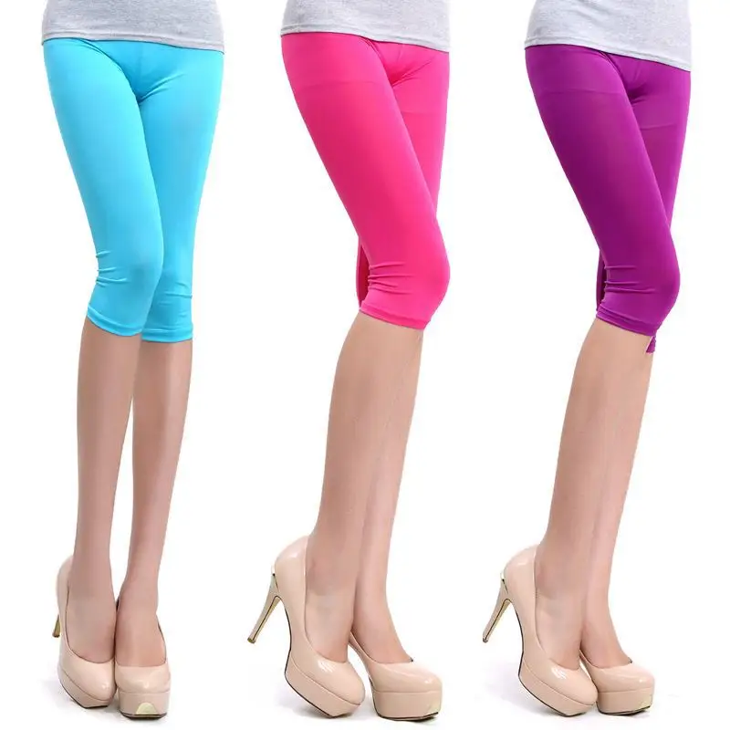 2023 Women's Pink Cropped Ice Silk Leggings Large — feature 14