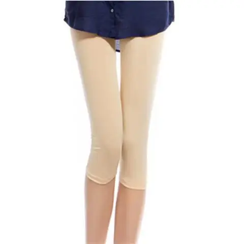 2023 Women's Pink Cropped Ice Silk Leggings Large - Image 6