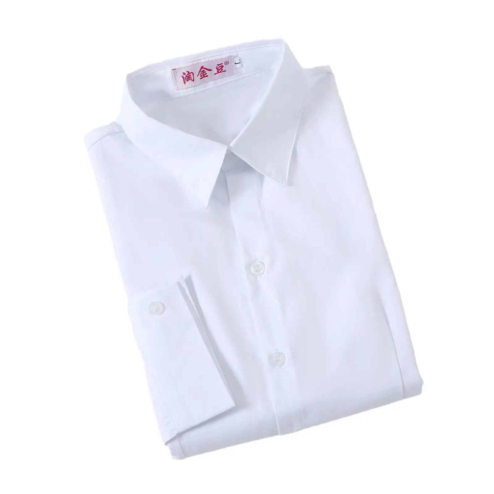 White Collar Shirt Women Long Short Sleeve Slim Fit Large - Image 16